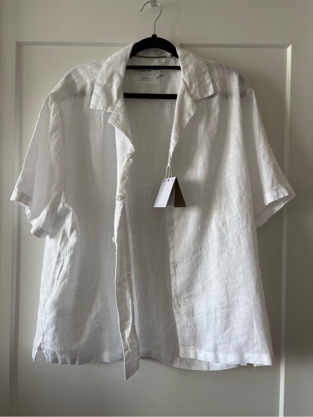 Casual White 100% Linen Short-Sleeve Shirt - Picture 2 of 4